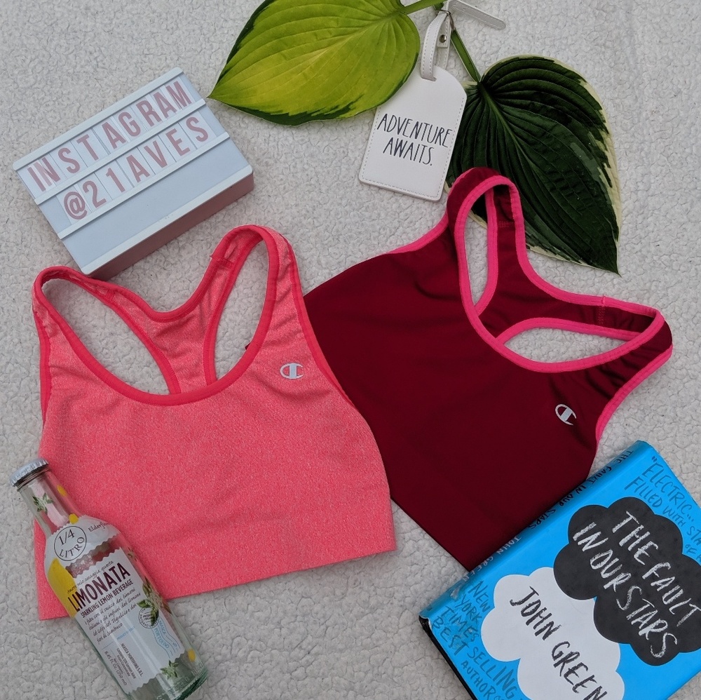 2 pink champion sports bras size XS